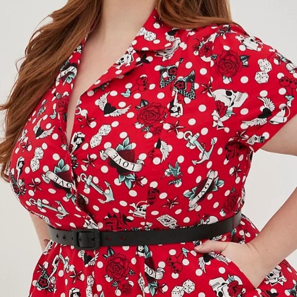 MIDI POPLIN COLLARED SWING DRESS - Picture 4 of 6